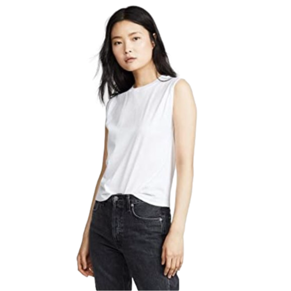 NWT! Vince Optic White Padded Shoulder Muscle Tee V567183312 XS